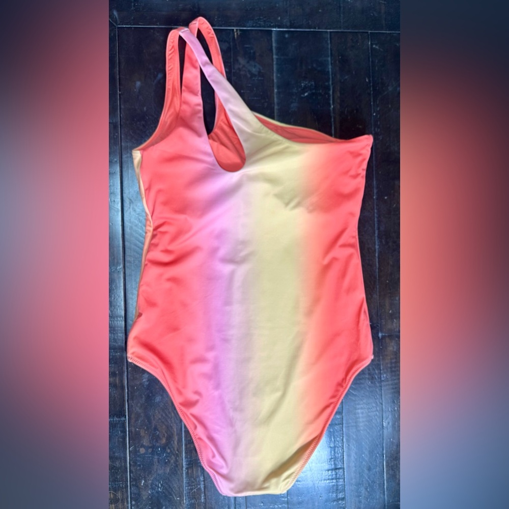 NWT Aerie One Shoulder One Piece Swimsuit -  Saturn Peach - Medium - Picture 7 of 11